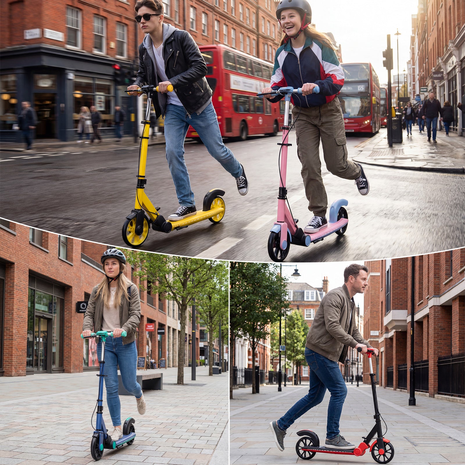 Foldable Kick Scooter with 2 Light-up Wheels and Rear Brake-Pink