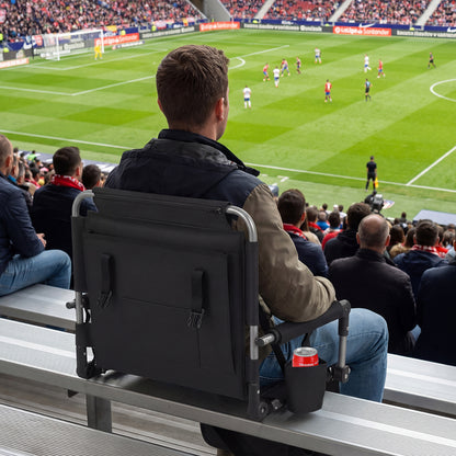 Foldable Stadium Seat Set of 2 with Back Support and Padded Cushions-Grey