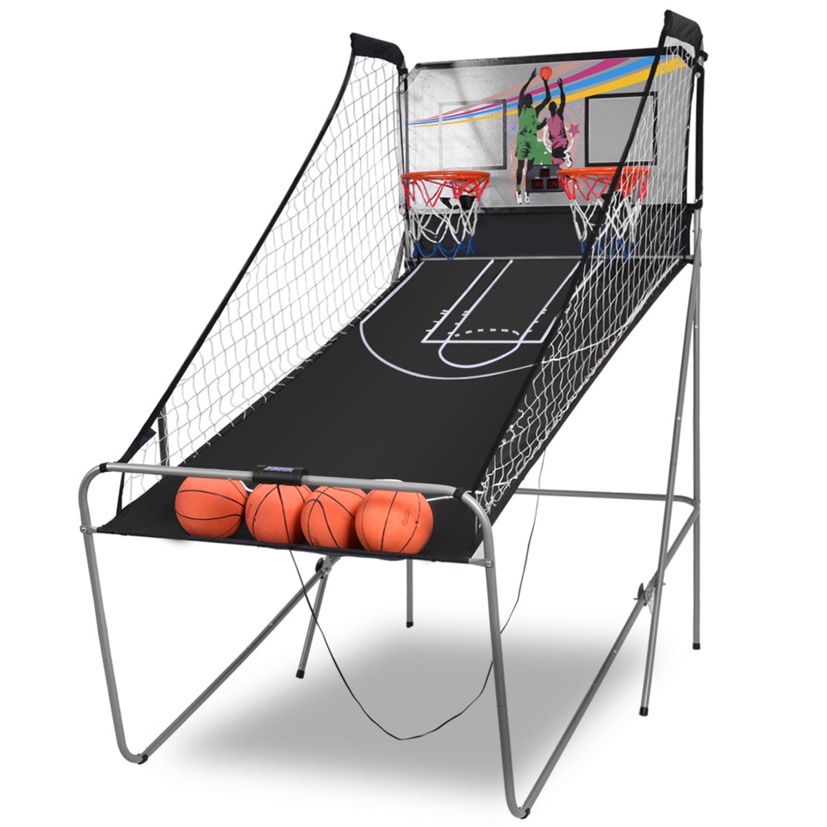 Foldable Basketball Arcade Game 2 Player Shooting Game-Grey