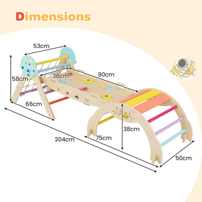 Foldable Climbing Toys with Arch and Climber for Toddlers-Colourful