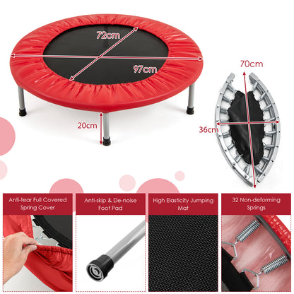 Foldable Mini Trampoline with Springs and Padded Cover-Red