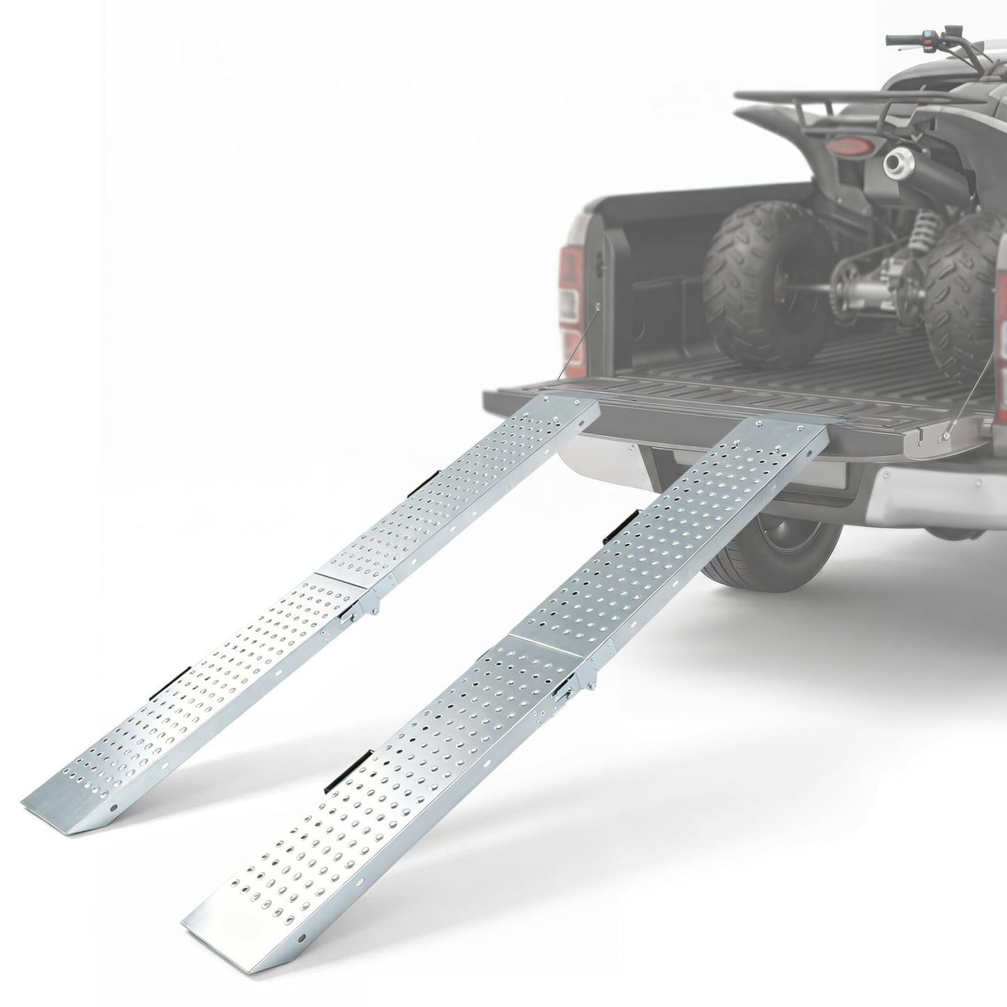 Folding Loading Ramps and 400 KG Capacity 2-Pack Multi-Use Ramps with Handles for Pickup Truck and Trailer-Silver