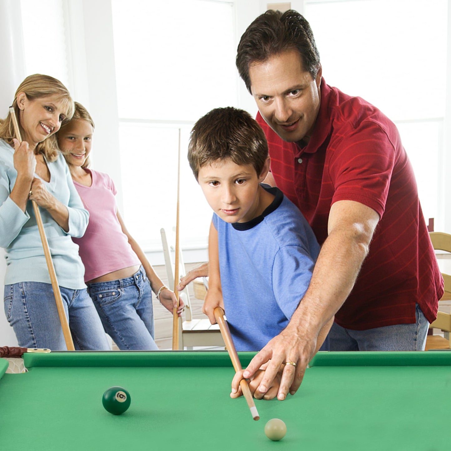 Folding Billiards Table with Accessory Set for Whole Family-Green