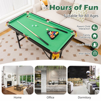 Folding Billiards Table with Accessory Set for Whole Family-Green