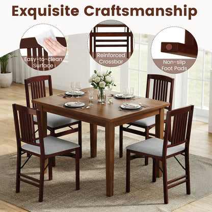 Folding Dining Chairs Set of 2 Upholstered Kitchen Chairs with Padded Seat-Grey
