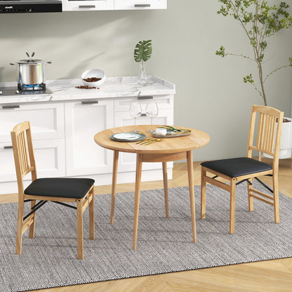 Folding Dining Chairs Set of 2 Upholstered Kitchen Chairs with Padded Seat-Black