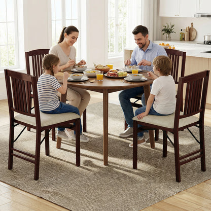 Folding Dining Chairs Set of 2 Upholstered Kitchen Chairs with Padded Seat-White