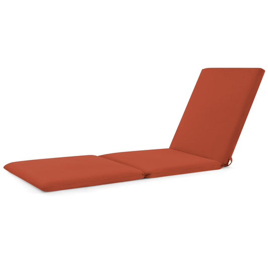 Folding Outdoor Chaise Lounge Cushion Patio Furniture Pad with Straps-Orange-1 Piece
