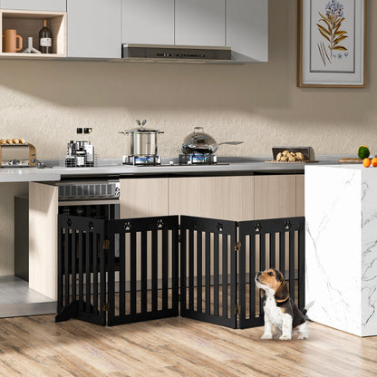 4 Panels Folding Pet Gate-Brown