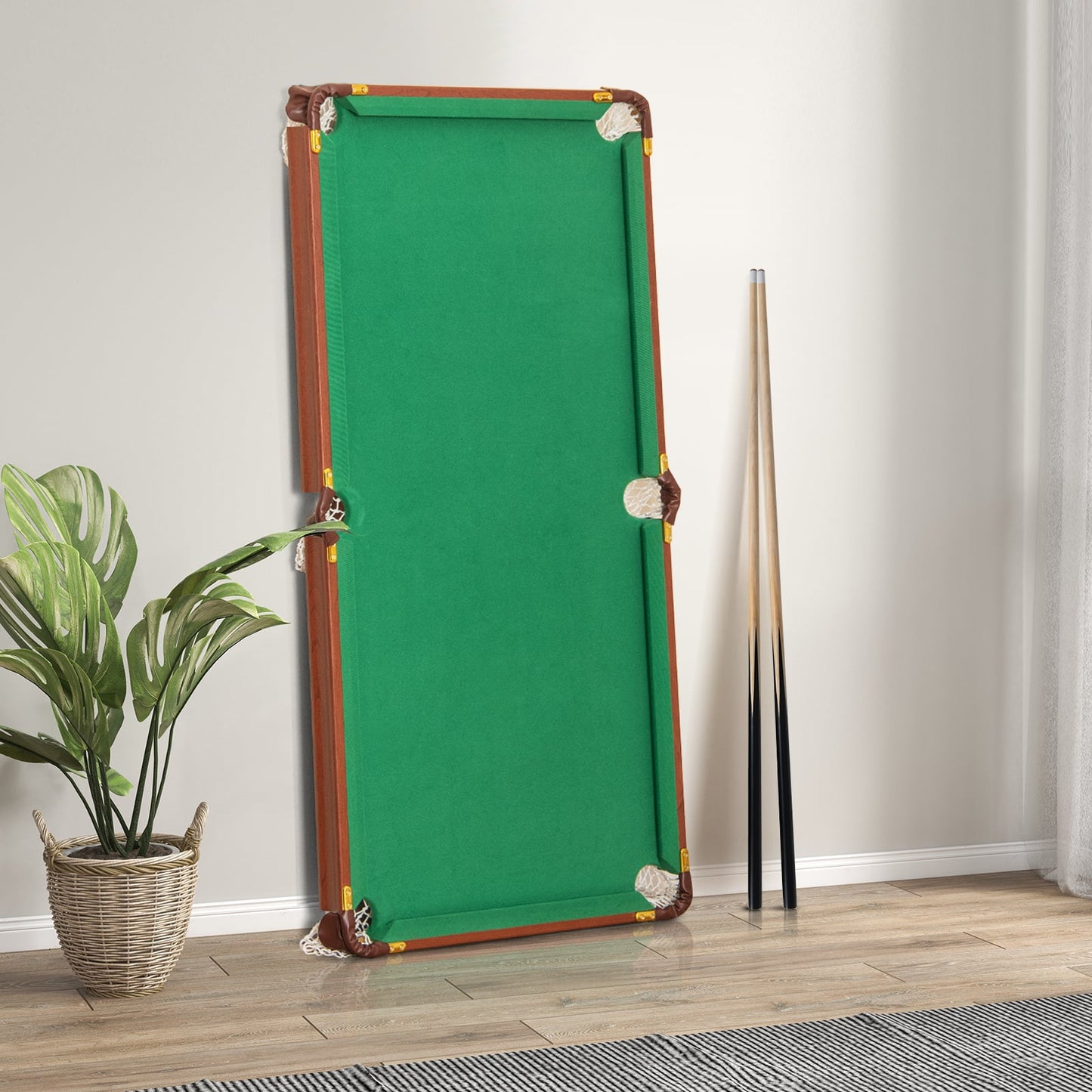 Folding Billiards Table Set with Foldable Legs and Adjustable Foot Levelers