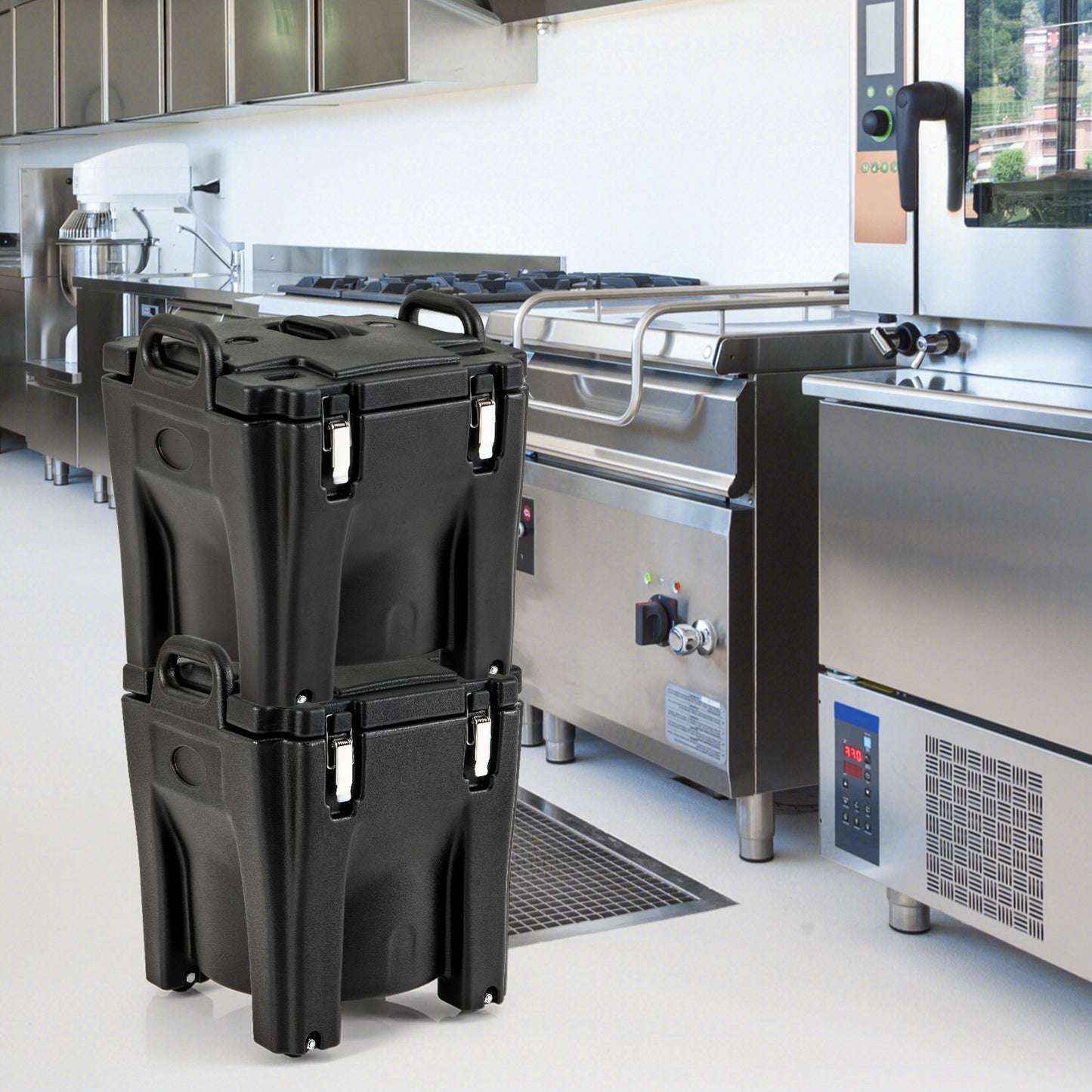 30L Portable Food Warmer with Stainless Steel Barrel for Catering Banquets Parties Camping-Black