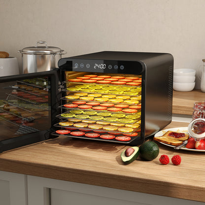 Food Dehydrator with 7 Stainless Steel Trays 1-24H Timer and 30-75℃ Temperature-Silver