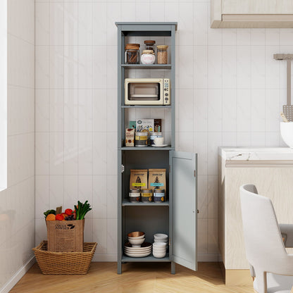 Freestanding Floor Cabinet with 3-Position Middle Panel and Anti-Toppling Mechanism-Grey