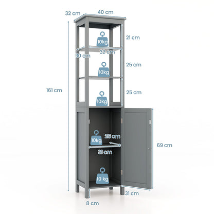 Freestanding Floor Cabinet with 3-Position Middle Panel and Anti-Toppling Mechanism-Grey