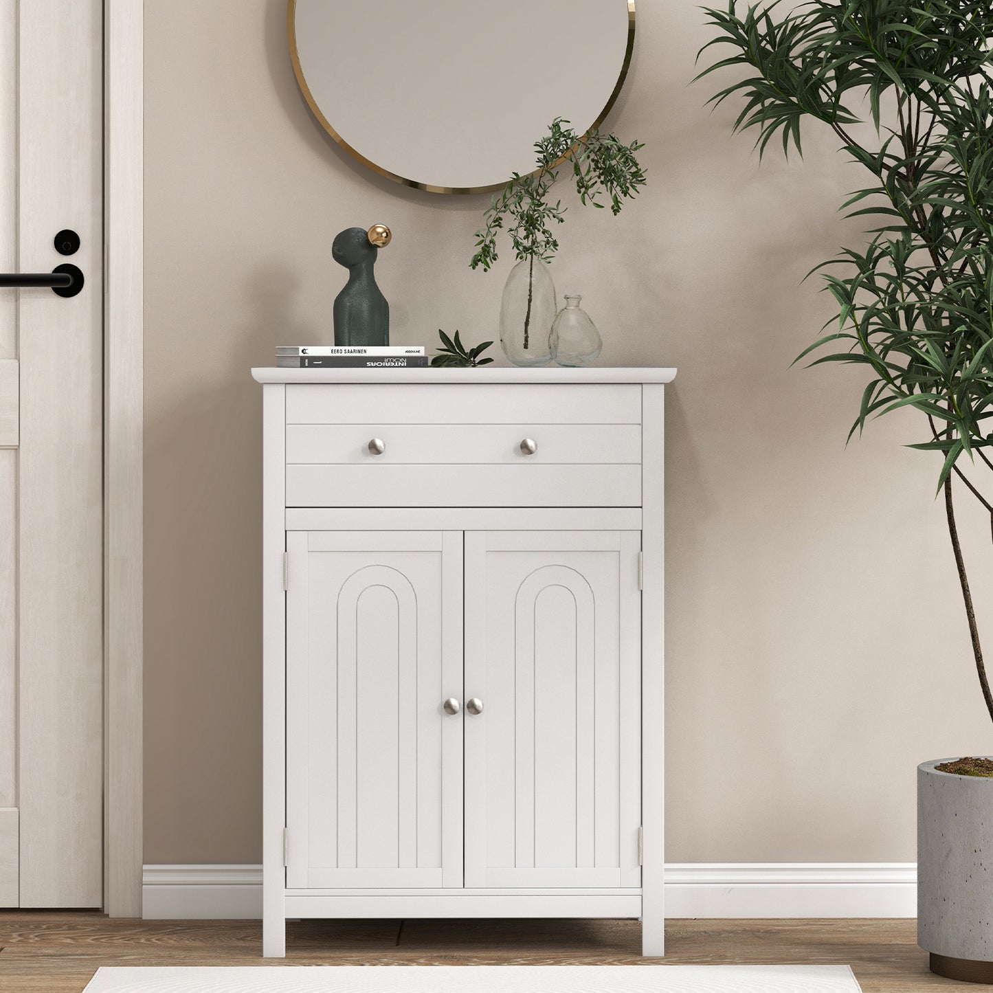 Storage Cabinet with Large Drawer and  Adjustable Shelf