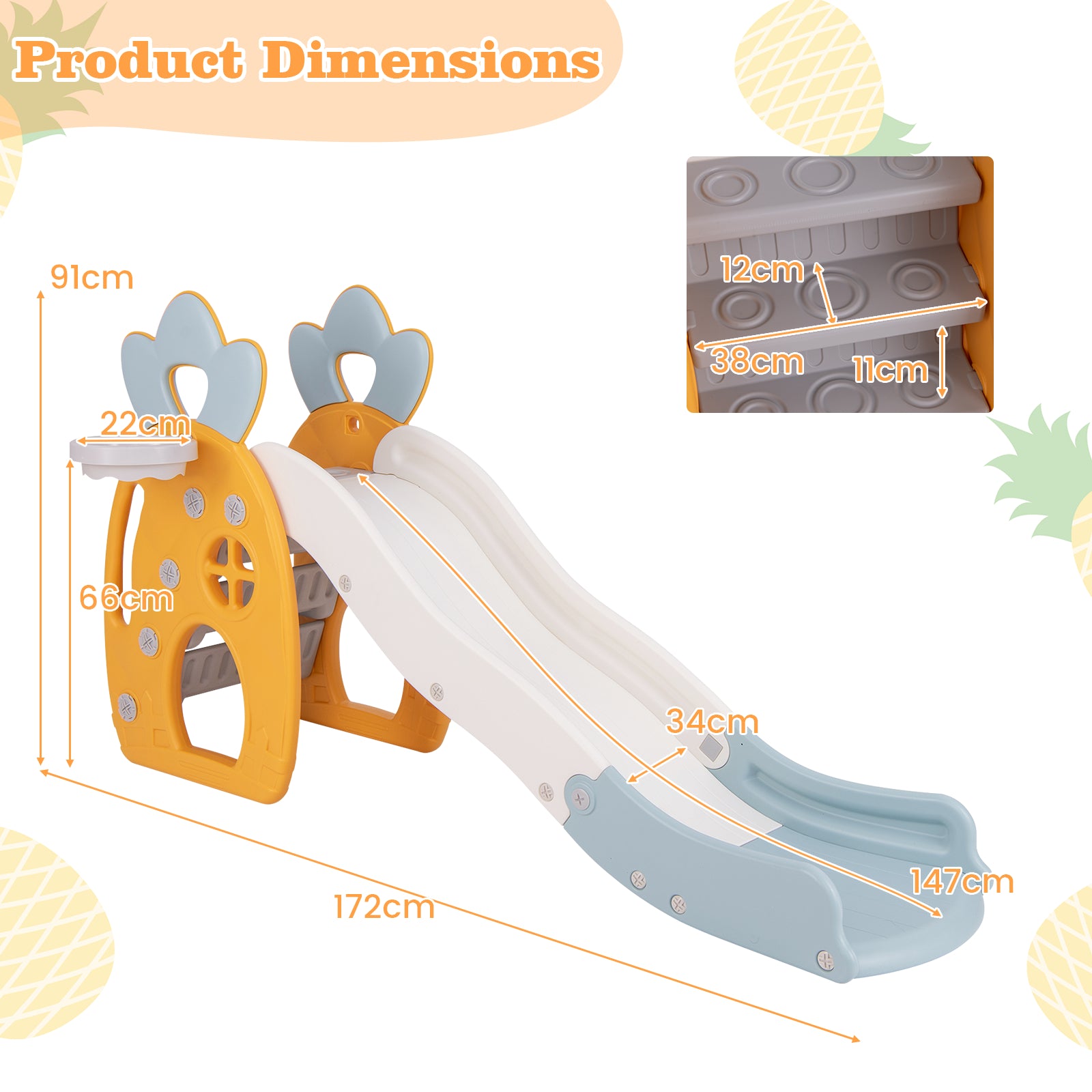 Freestanding Kids Slide Indoor Foldable Kids Slide with Climber