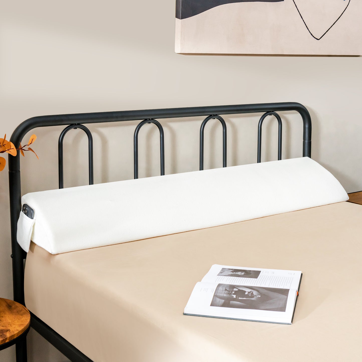 Full/Queen Size Bed Wedge Pillow with Side Pocket-Full size