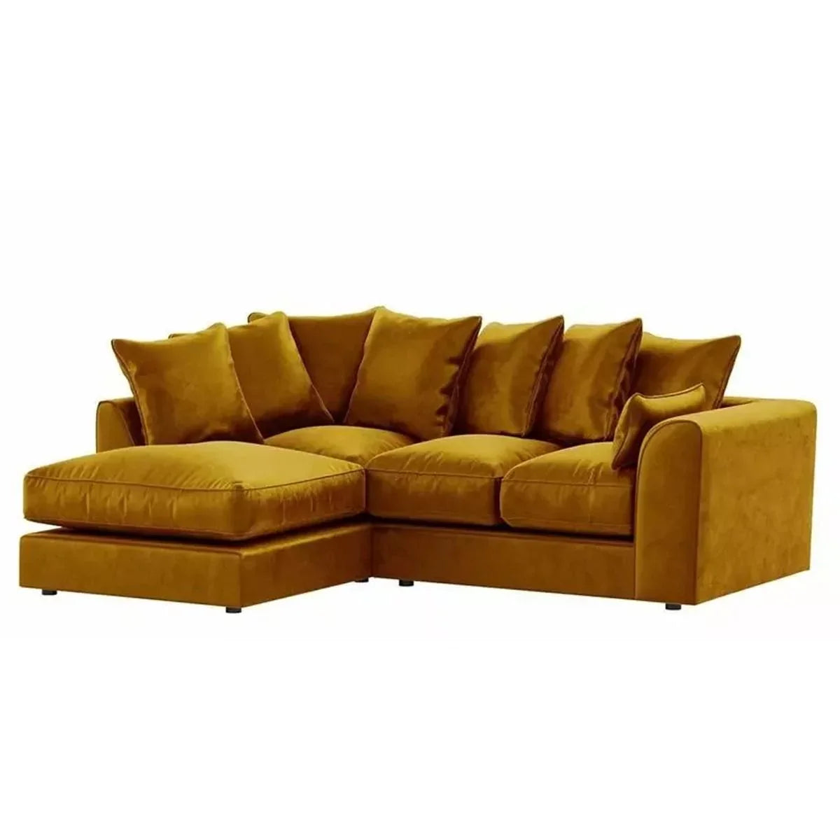 Blake Mustard Plush Velvet Corner Sofa - Right and Left Arm