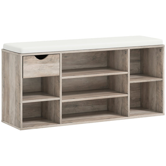 HOMCOM Shoe Storage Bench with Cushion - Grey
