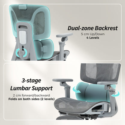 HOMCOM Ergonomic Office Chair, High Back Mesh Desk Chair, Grey