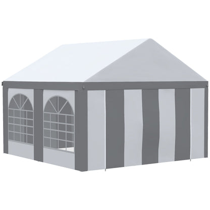 Outsunny 4m x 4m Marquee Gazebo with Sides, Level 6 Wind Protection & Waterproof, Light Grey
