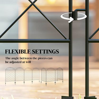 Outsunny Decorative Garden Fencing, 43in x 11.5ft Outdoor Picket Fence Panels, 4PCs Rustproof Metal Wire Landscape Flower Bed Border Edging, Black
