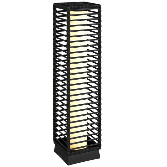 Outsunny Garden Rattan Lamp, 68 cm Solar Rattan Floor Lamp, Solar Garden Light with Auto On/Off LEDs, IP44 Waterproof, Black