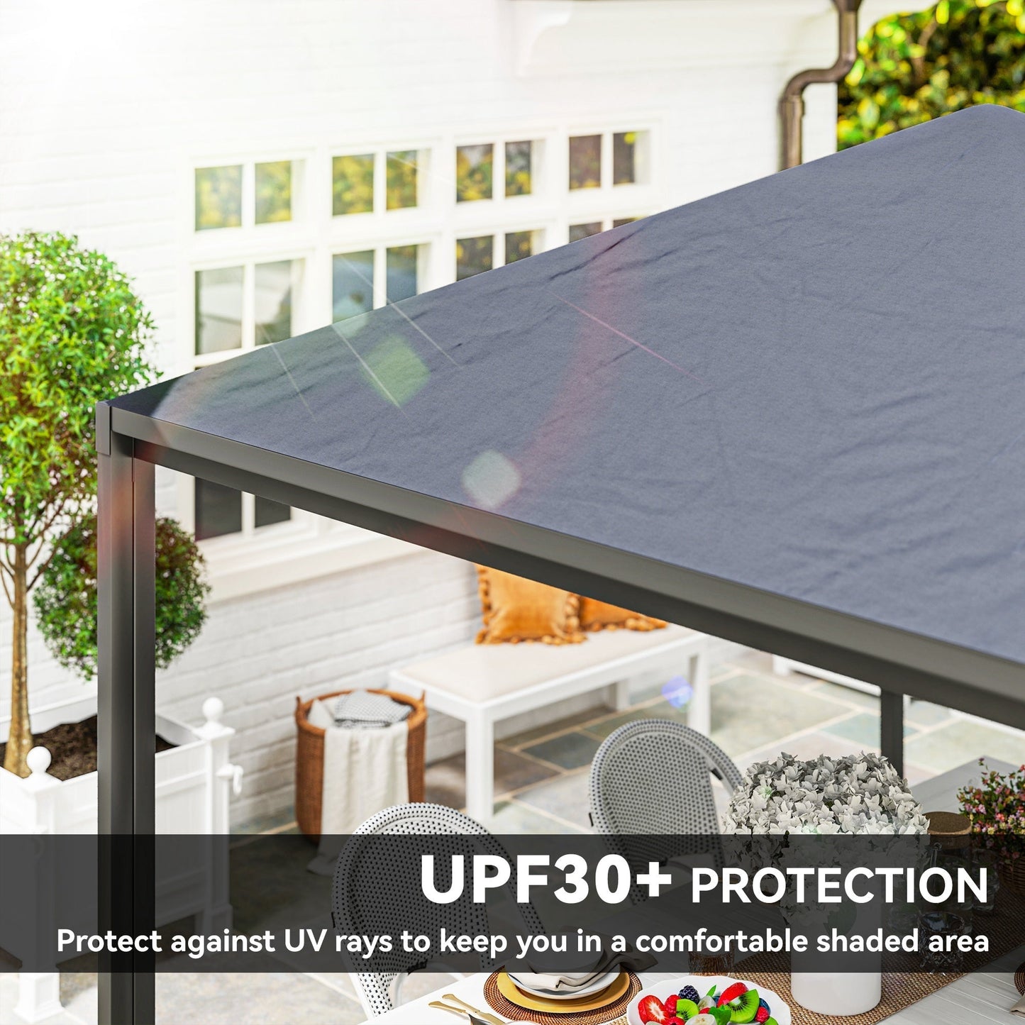 Outsunny 3 x 6m Garden Gazebo with Extendable Awning and Wheels,√Ç UPF30+ Outdoor√Ç Metal Gazebo√Ç Canopy√Ç Shelter√Ç for BBQ, Event, Party