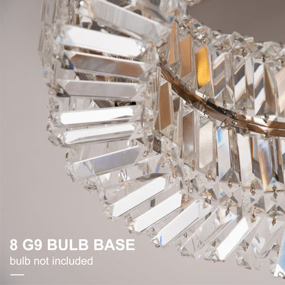 HOMCOM Crystal Ceiling Light Modern Chandeliers Stainless Steel Pendant Lights with Crystal Decorations for Living Room Bedroom Dining Room Hall Silver