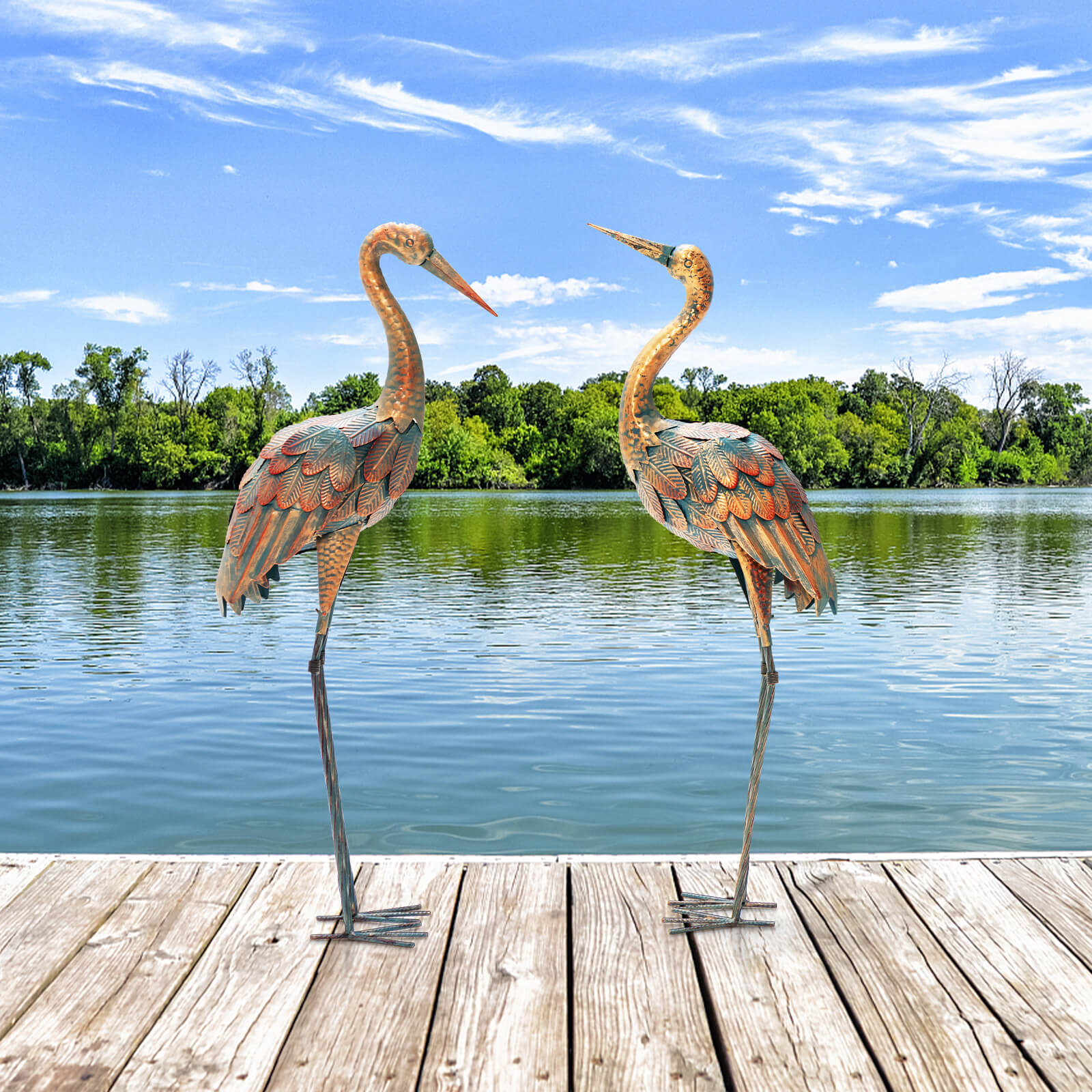 Set of 2 Metal Garden Ornaments for Backyard
