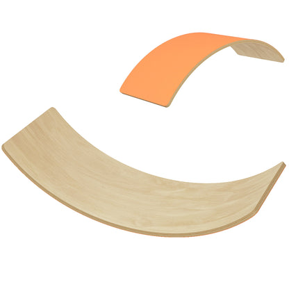 AIYAPLAY Wooden Balance Board for Kids, Wobble Board with Silent Felt for Sensory Play, Orange