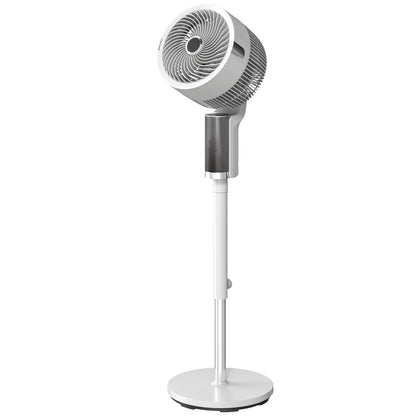 HOMCOM 20 dB Silent Standing Fan for Bedroom, 44" Pedestal Fan with 90Â° Oscillating, 8 Speeds and LED Light, White