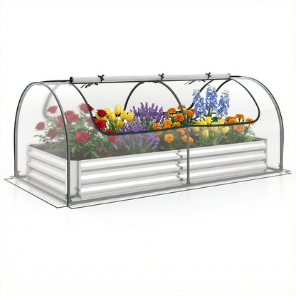 Galvanized Raised Garden Bed with Cover and 2 Roll-up Doors