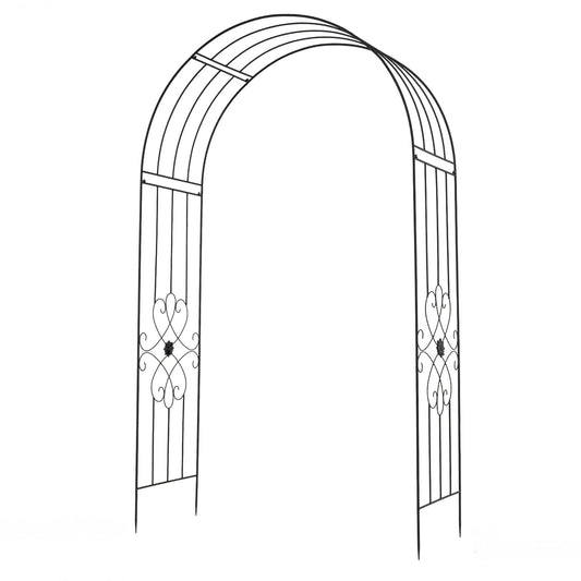 Garden Arbor with Ground Stakes amd Outdoor Metal Arch Archway for Wedding Party Ceremony Decorations-Black