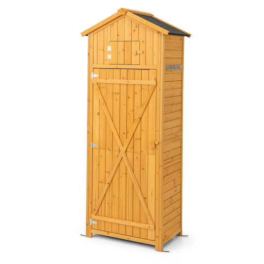 180.5CM Tall Outdoor Storage Cabinet with Lockable Doors and Foldable Table-Natrual