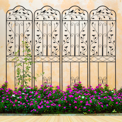 Garden Trellis with Foldable Shelf and Anti-Tipping Device-Black-1 Pack