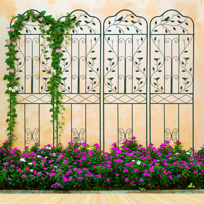 Garden Trellis with Foldable Shelf and Anti-Tipping Device-Dark Green-1 Pack