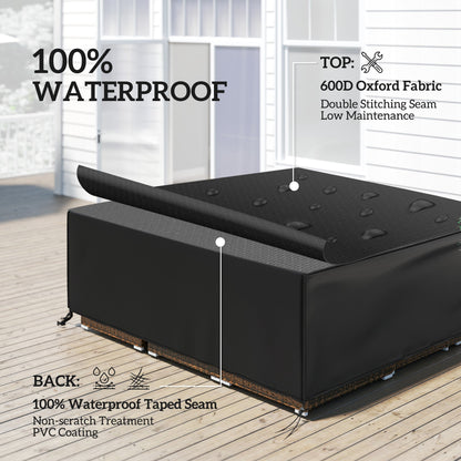 Outsunny Large Patio Garden Furniture Set Cover 600D Oxford Square Waterproof, 230 x 230 x 70 cm, Black