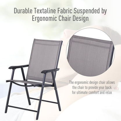 Outsunny Set of Six Folding Garden Chairs - Grey