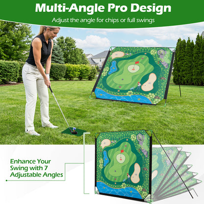 Golf Chipping Game Set 71" x 71" Large Chipping Mat for Indoor and Outdoor Practice