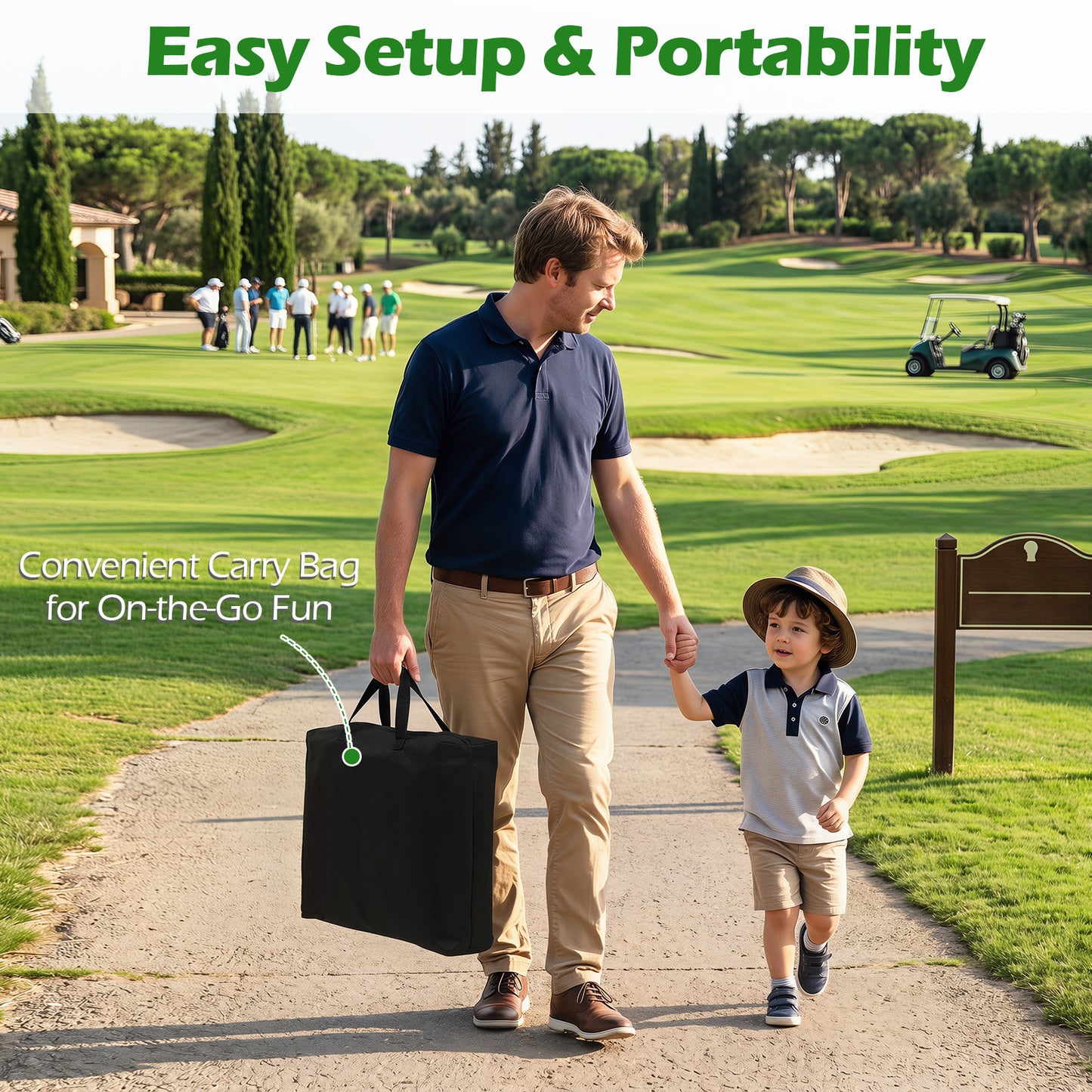 Golf Chipping Game Set 71" x 71" Large Chipping Mat with 2 Adjustable Clubs