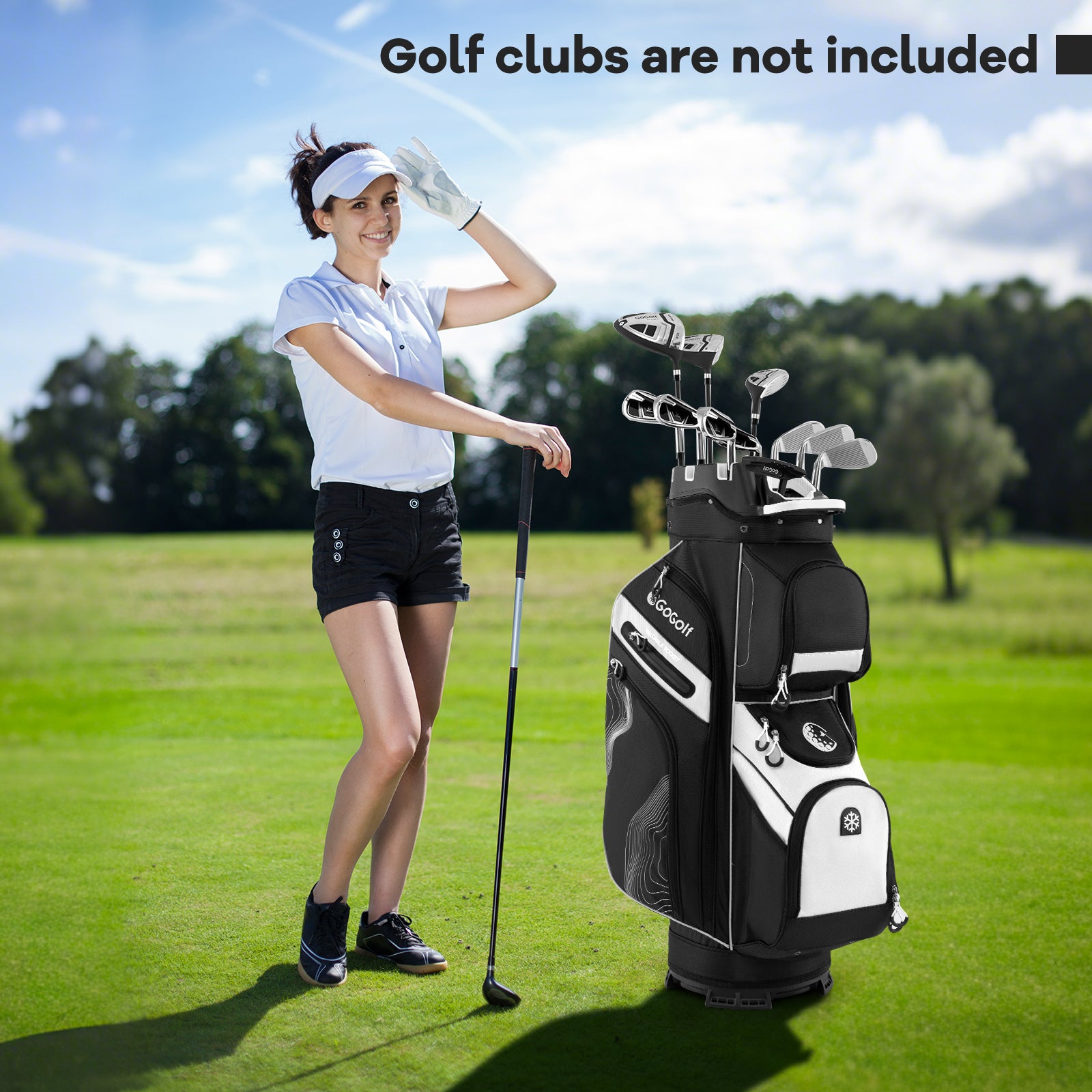 Golf Cart Bag Molded Lock Top Golf Bag with 14-Way Full Length Dividers-Black