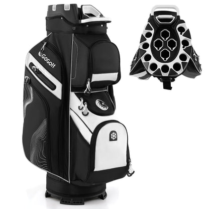 Golf Cart Bag Molded Lock Top Golf Bag with 14-Way Full Length Dividers-Black