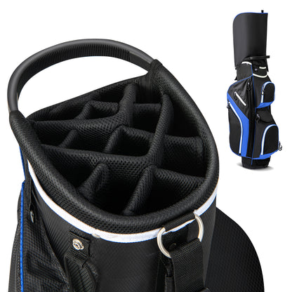 14-Way Golf Cart Bag with 9 Zippered Pockets and Cooler Bag-Blue