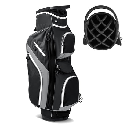 14-Way Golf Cart Bag with 9 Zippered Pockets and Cooler Bag-Grey