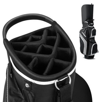 14-Way Golf Cart Bag with 9 Zippered Pockets and Cooler Bag-Grey