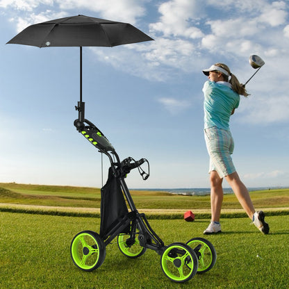 Golf Push Pull Cart with Waterproof Bag and Foot Brake-Green