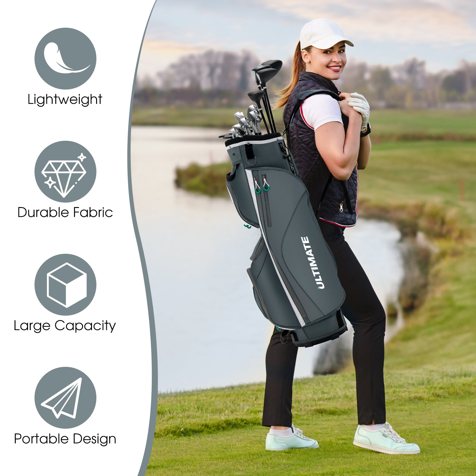 Lightweight Golf Cart Bag with 14 Dividers and 7 Zippered Pocket