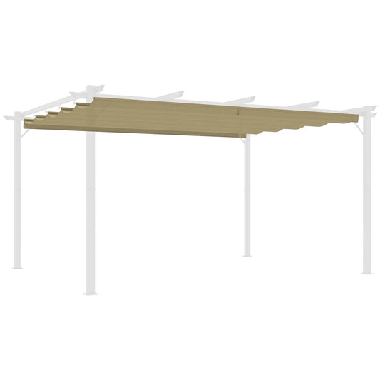 Outsunny Retractable Pergola Cover, 3.5 x 2.6 m Replacement Canopy Fabric for 4 x 3 m Frame, Roof Top Only, Tan
