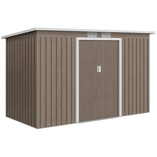 Outsunny 4 x 9ft Metal Shed, with Foundation Shed - Brown